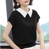 Summer Ice Silk T-shirt for Women's New Summer Loose Version Doll Collar Short-sleeved Sweater Thin Style