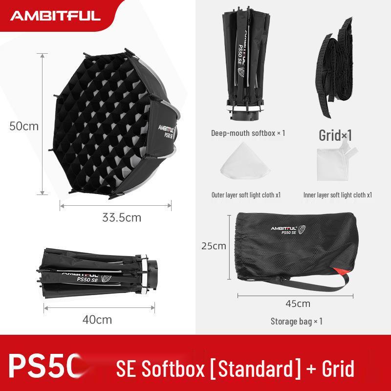 Ambitful Zhijie Восьмиугольный софтбокс для вспышек Godox TT520II и V1 с быстрой установкой