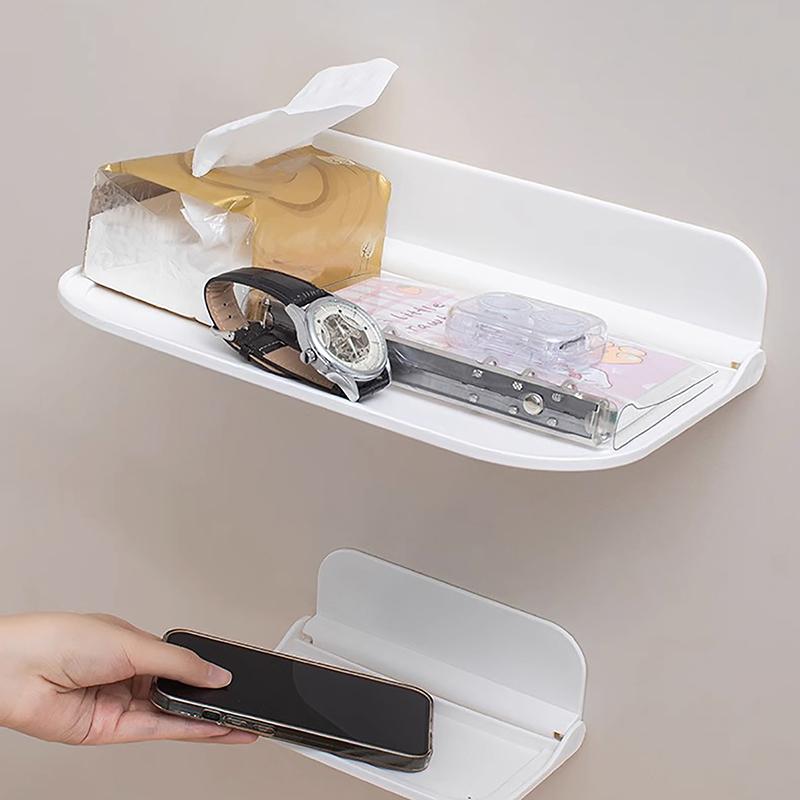 Настенная складная полка, экономящая место, стеллаж для хранения, держатель для телефона без отверстий, лоток для хранения маршрутизатора Wi-Fi, домашний органайзер