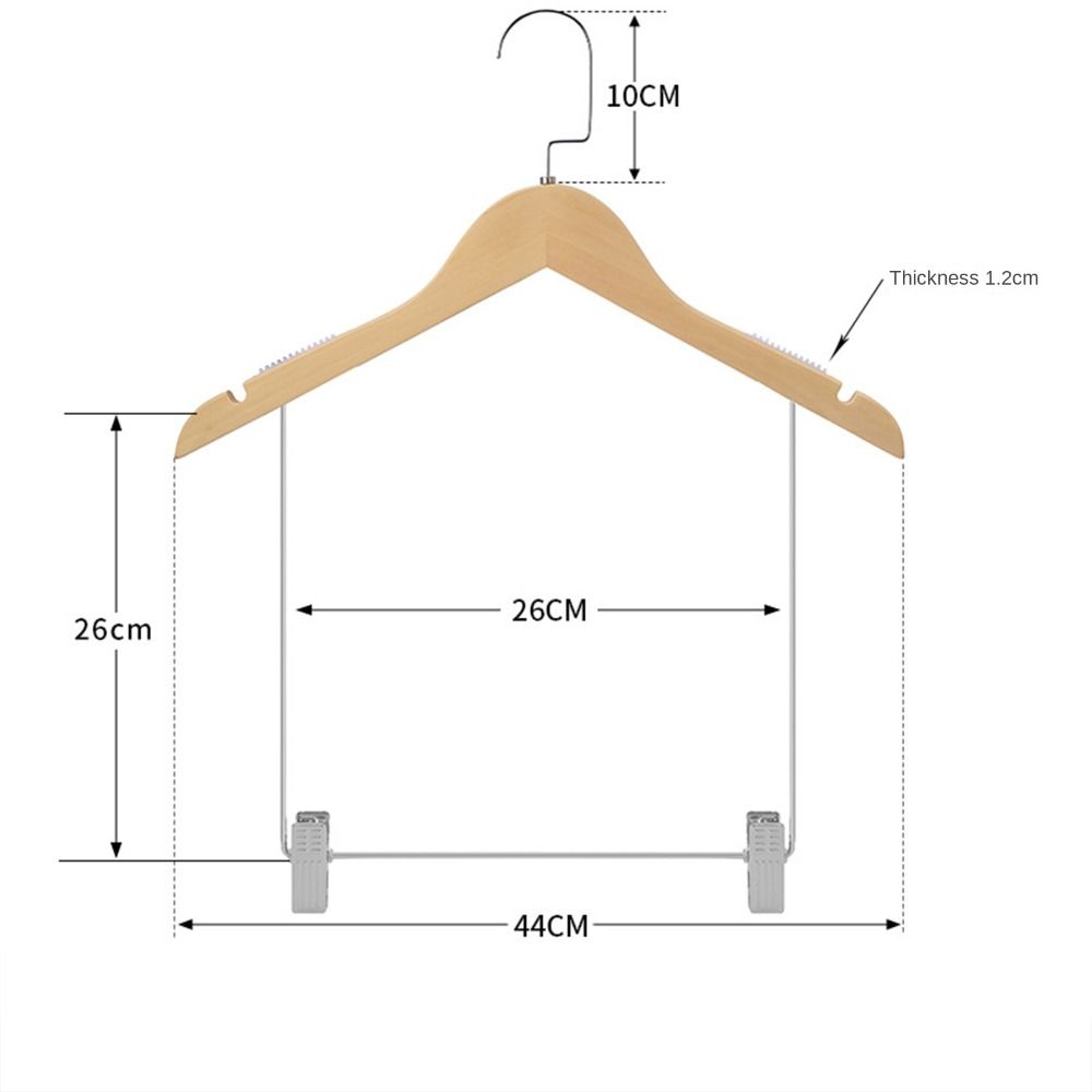Adjustable Metal Clips Solid Wood Suit Hangers Pants Organizer Clip Hangers Wooden Suit Hangers Closet Clothes