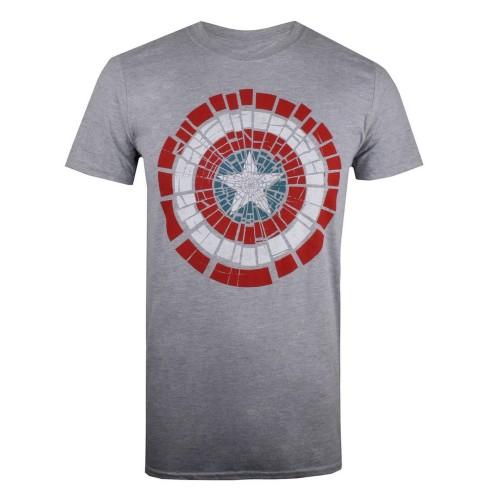 Captain America Mens Shattered Logo Marl T-Shirt