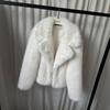 Women's Notched Lapel Long Sleeve Oversized Urban Style Faux Fur Coat Jacket