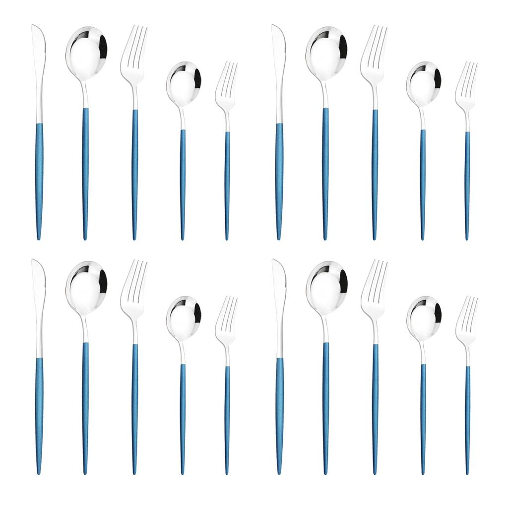 20 шт. золотой набор столовой посуды, нож, десертная вилка, ложки, столовые приборы, столовые приборы высокого качества, столовое серебро из нержавеющей стали, кухонная посуда