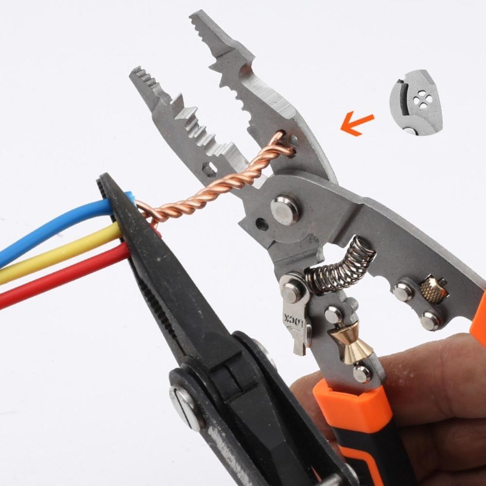 Multi Functional Wire Stripper Carbon Steel+Soft Plastic Crimpper New Thread Cutting Pliers