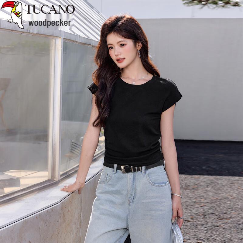 Woodpecker Women's Flutter Sleeve Slim Fit Round Neck T-shirt