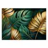 Wallpaper Gold and Green Monstera Leaves