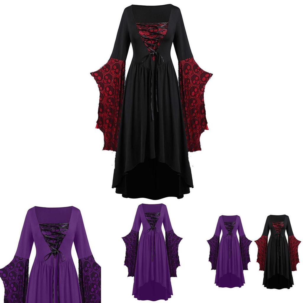 Women's Medieval Renaissance Costume Flared Sleeves And Long Skirt For A Classic Look