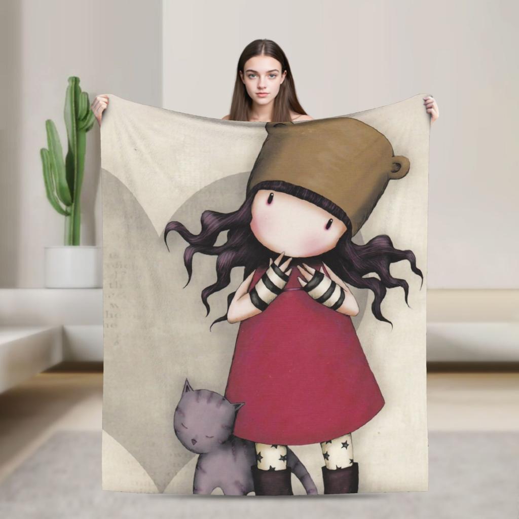 Cute S-Santorod Girl Cartoon Wool Blankets Custom Throw Blanket for Sofa Bedding Lounge 200x150cm Bedspreads