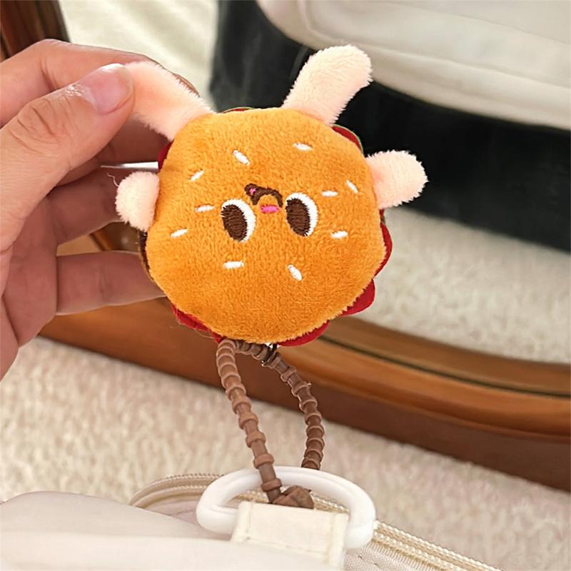 Cartoon Kawaii Hamburger Plush Doll Pendant Cute Plush Keychains Creative Funny Brooch Versatile Bag Decoration Toys Gifts