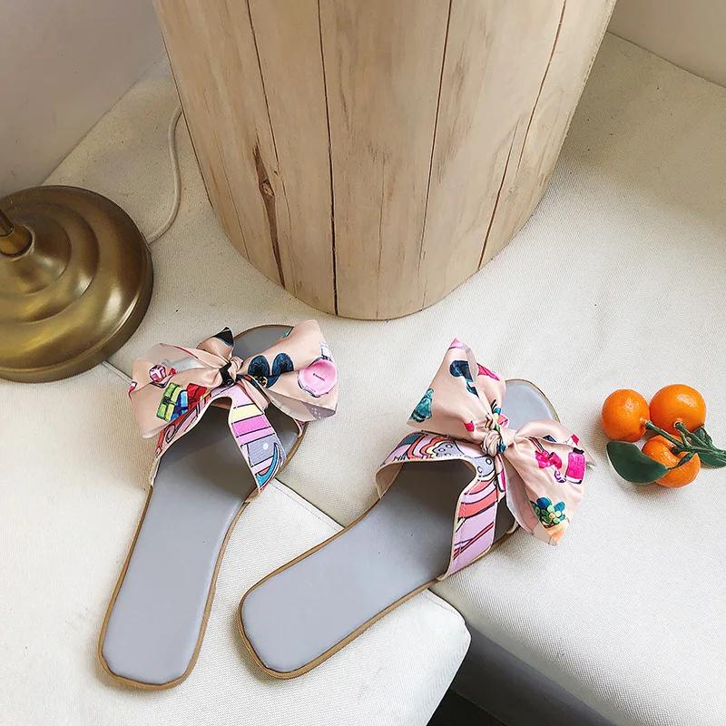 Women Beach Sandals Outdoor Flip-flops Bow Women's Slippers  Summer Slides Fashion Sandals Shoes For Woman Bathroom Slippers