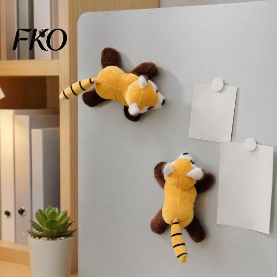 Plush Animal Refrigerator Magnet Fridge Decoration, Stuffed Panda Magnetic Ornament, Decoration Raccoon Shape for Home Kitchen Metal Surface