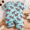 Infant Baby Boy Cute Calf Full Print Romper Short Sleeve Jumpsuit