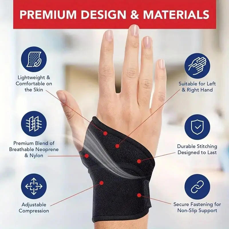1PC Men Women Outdoor Sport Carpal Tunnel Wrist Brace Adjustable Weightlifting Fitness Wrist Supports