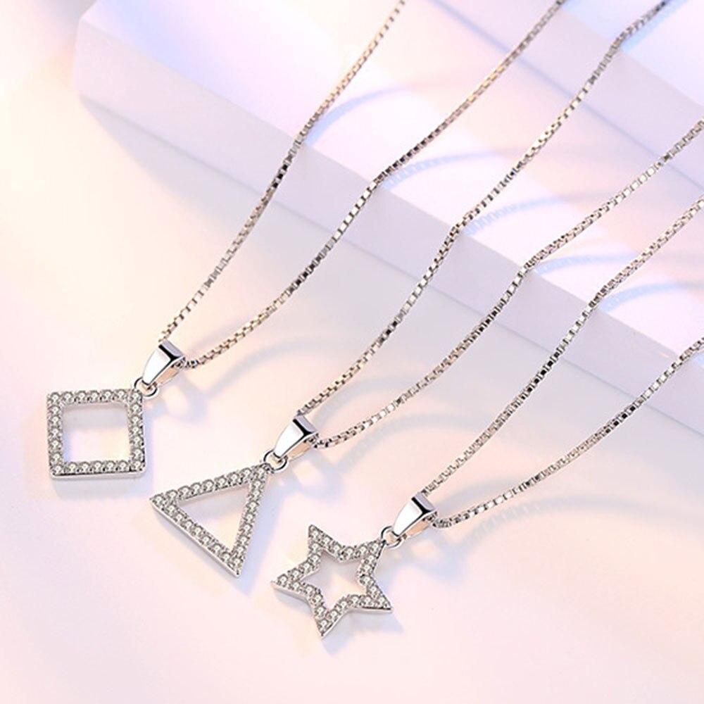 Новые женские ожерелья из стерлингового серебра 925 пробы с подвеской в виде пятиконечной звезды в форме сердца, качественные циркониевые ключичные цепочки, длина ювелирных изделий 45 см
