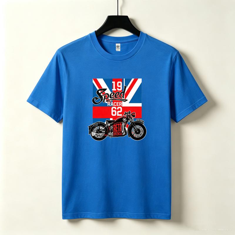 British Flag Vintage Motorcycle Graphic TShirt 19 Speed Racer 62 Print Casual Streetwear Cotton Short Sleeve Tee for Unisex Unisex