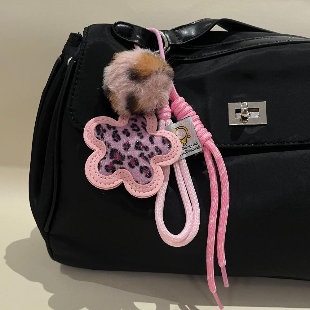 Leopard Print Bag Pendant Braided Rope Braided Rope Keychain Backpack Pendant For Handbag Decor