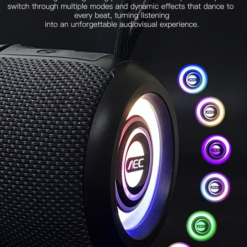 Portable Speaker Wireless Bluetooth Speaker FM Radio LED Light Ring Subwoofer Stereo Surround Outdoor Loudspeaker Support TF Card Play