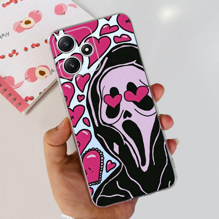 Cute Flower Cat Painted Case For Xiaomi Redmi 12 5G 2023 Soft Silicone TPU Back Cover For Redmi12 5G Global Phone Bumper