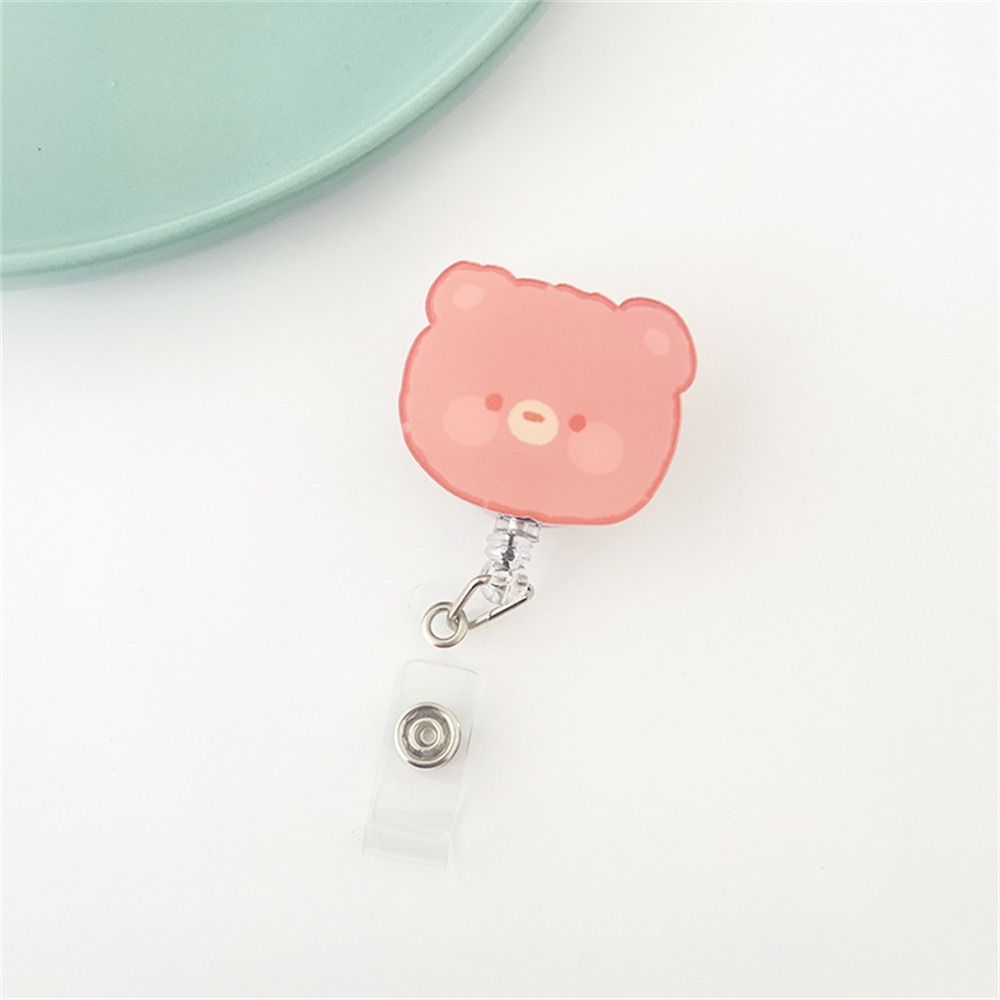 Name Tag Cartoon Rabbit Bear Chest Card Students ID Card Clips Name Card Holder Retractable Badge Reel Nurse Badge Holder
