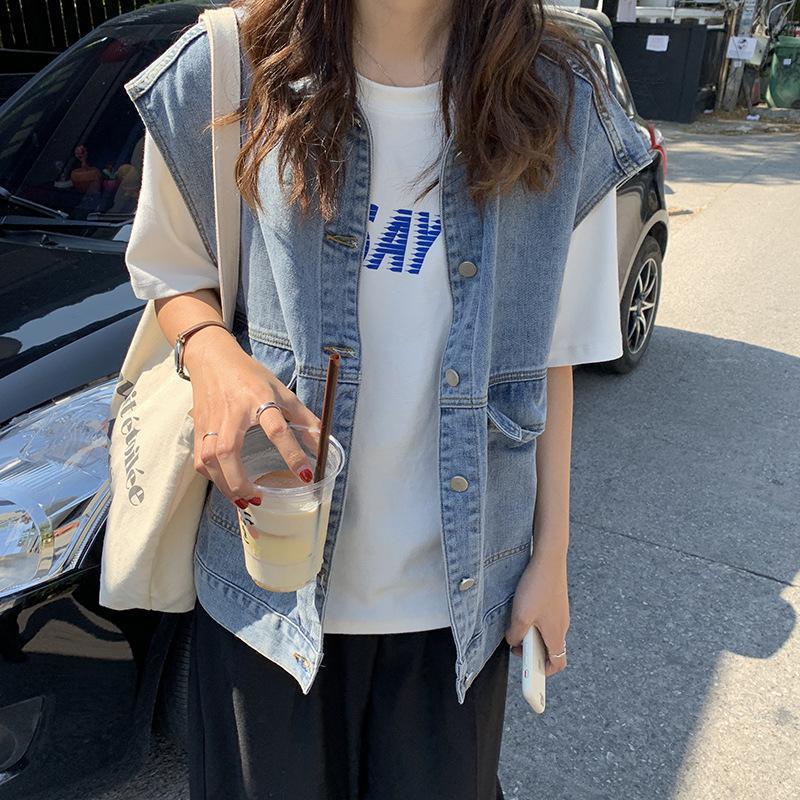 Корейский модный женский джинсовый жилет, женские короткие куртки, ветровка, джинсовый жилет с капюшоном, женский жилет больших размеров, джинсовый плащ, женская куртка, жилет