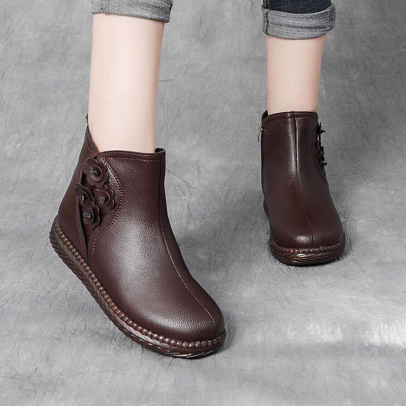 Осенние и зимние сапоги женские теплые плюшевые на низком каблуке теплые короткие сапоги удобные плоские ботильоны для женщин мягкие