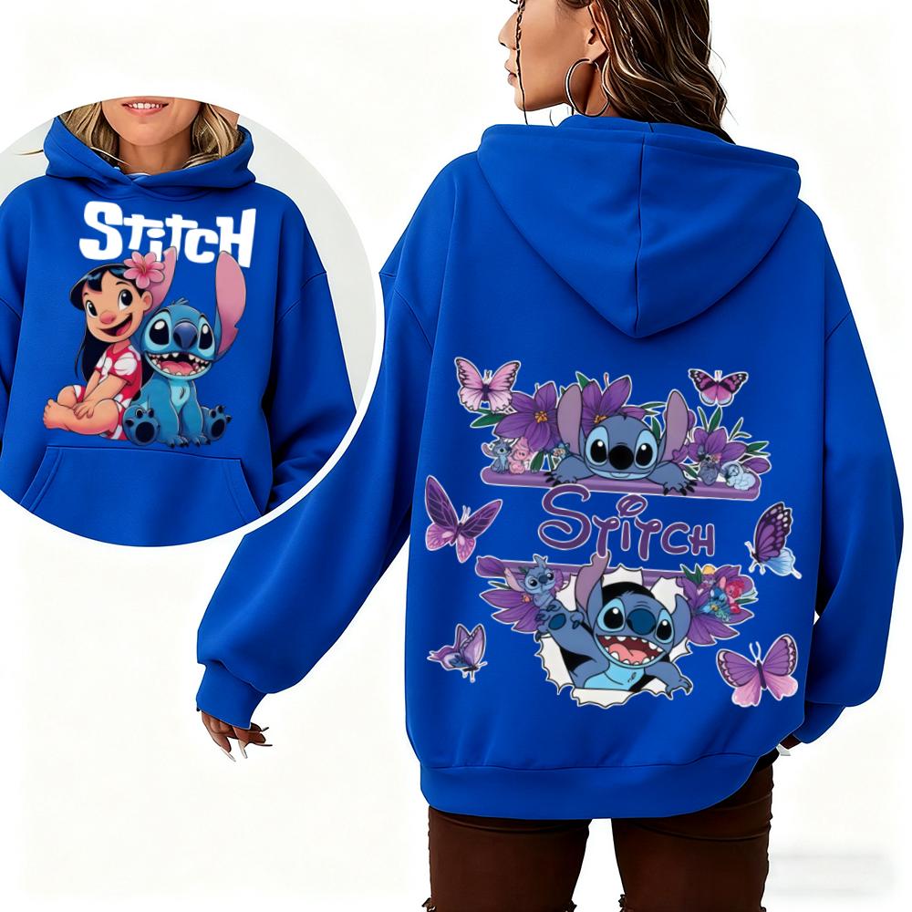 Stitch & Lilo Printed Women's Hoodie Warm Pullover for Autumn Winter Fashion Streetwear Sweatshirt for Daily Casual Use