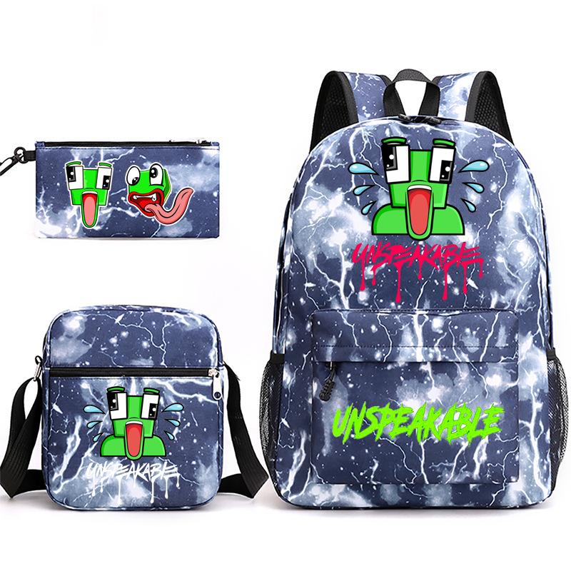 Unspeakable Backpack 3-Piece Set , Large Capacity Student Bookbag with Lunch Bag and Pencil Case, Water-Resistant, Durable