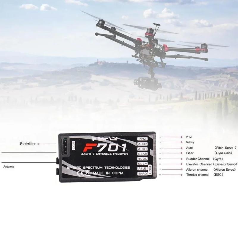 F701 7CH 2.4GHz RC Receiver PPM Output Dual Antenna for Spektrum NX8 NX10 DX8 DX7 DEVO10 Radio JR Compatible with AR7000