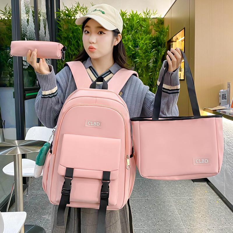 Многокомпонентный рюкзак, набор для учащихся средних школ, школьный рюкзак, однотонный рюкзак для девочек большой вместимости