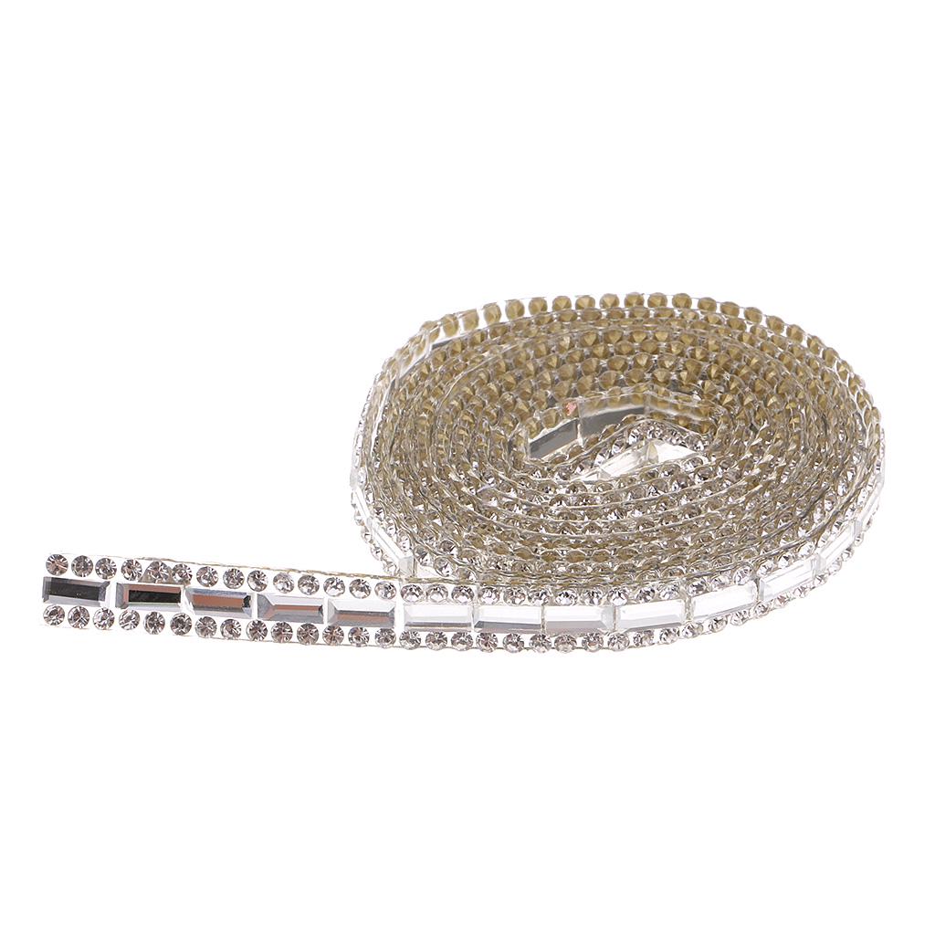 1 Yard Silver Rhinestone Ribbon Crystal Sewing Trim DIY Crafts 6 Rows 12mm