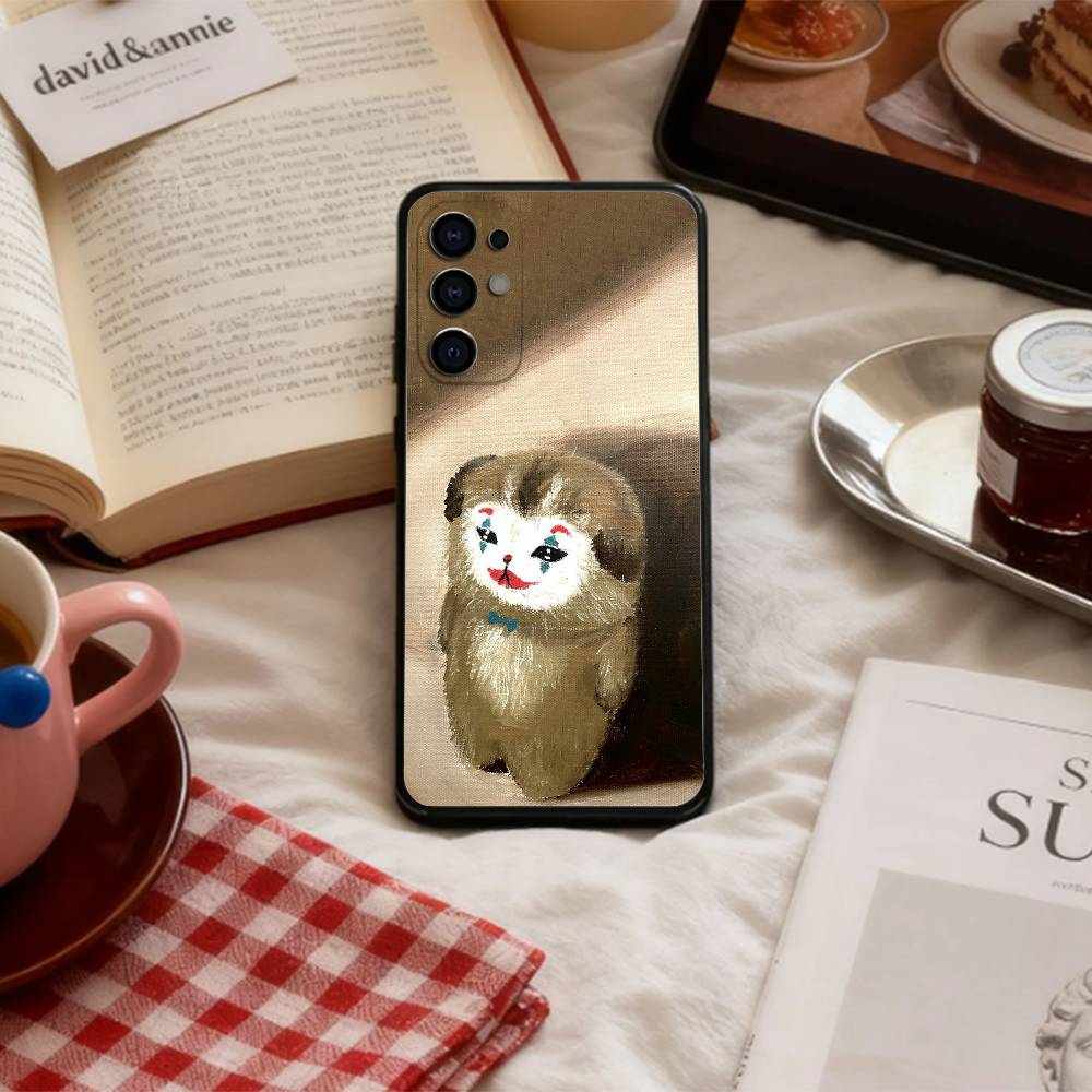 Charming Art Cat Memes  Phone Case For Samsung S 25,24,23,22,30,21,10,9,Ultra,Plus,Lite,FE,4,5 G Soft Black Case
