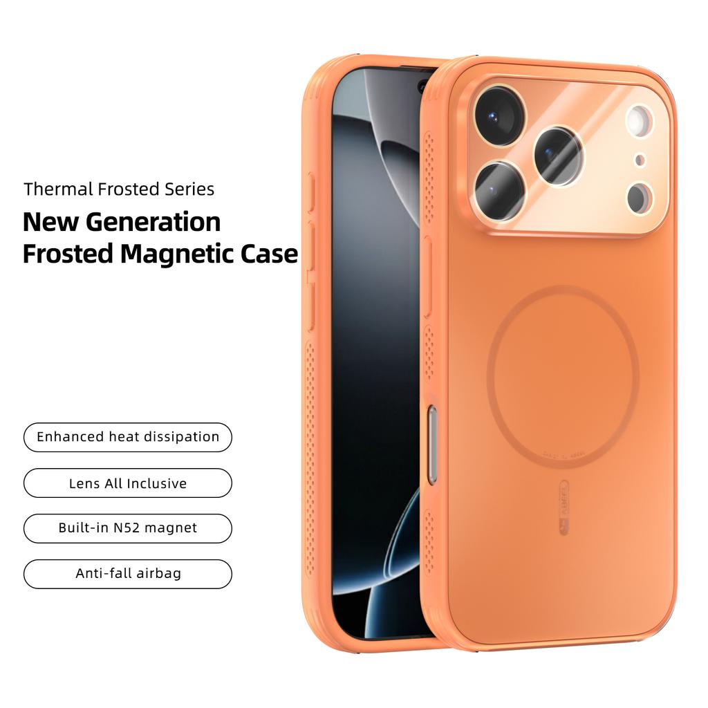 ABEEL For iPhone 17 Pro Case Compatible with MagSafe TPU PC Cooling Matte Phone Back Cover with Lens Film