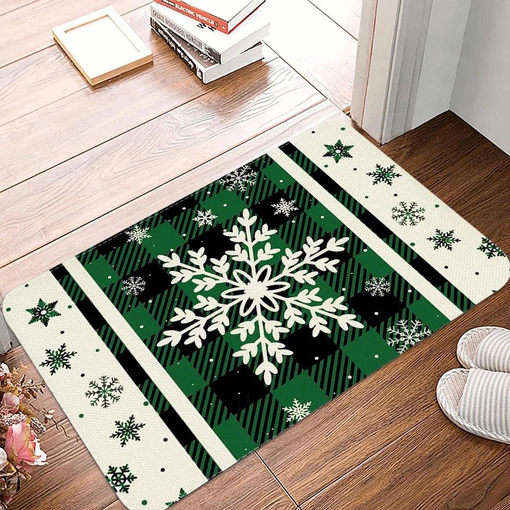 Christmas Snowflake Welcome Doormat Non-Slip Machine Washable Carpet for Living Room Bedroom Bathroom Kitchen and Laundry Rug