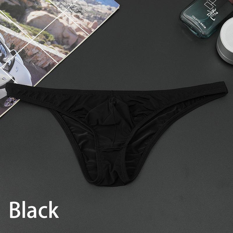 Men Erotic Underwear Pouch Seamless Panties Ice Silk Briefs Low Waist Underwear Ultra-thin Sexy