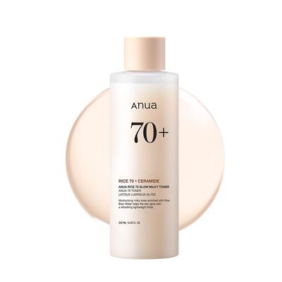 ANUA Рисовый 70% Молочный тонер Glow 250 мл - Увлажняющий тонер, Уход за тоном кожи, Сияющая кожа, Увлажняющий тонер, Подходит для сухой и комбинированной кожи, Skinca