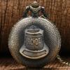 Antique Steampunk ACDC Hells Bell Quartz Pocket Watch Retro Necklace Pendant