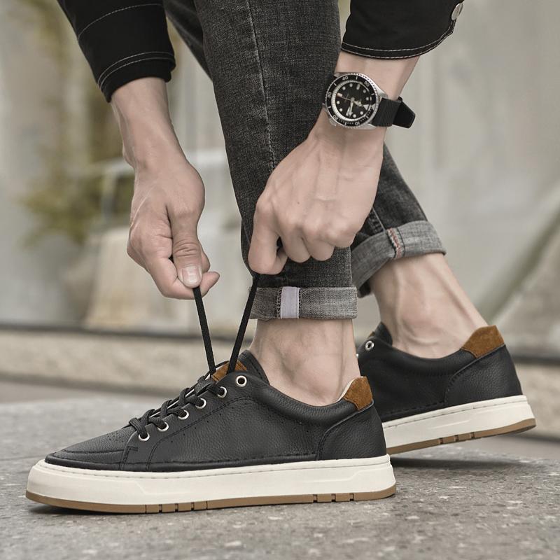 Fashion New Genuine Leather Mens Casual Shoes Fashion Lace Up Business Oxford Shoes for Men Outdoor Walking Sport Shoes Tennis Masculino