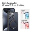 Чехол-подставка SODI с магнитным кольцом для iPhone 15 Pro Max Pro, вращающийся на 360°, совместимый с беспроводной зарядкой MagSafe