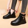 Microfiber Leather Mother Cotton Shoes Winter Velvet Warm Middle-aged and Elderly Women Flat Boots Non-slip Side Zipper for the Elderly