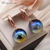 Модные круглые двухцветные бусины серьги-подвески для женщин свадебный темперамент розовое золото цвета ювелирные изделия