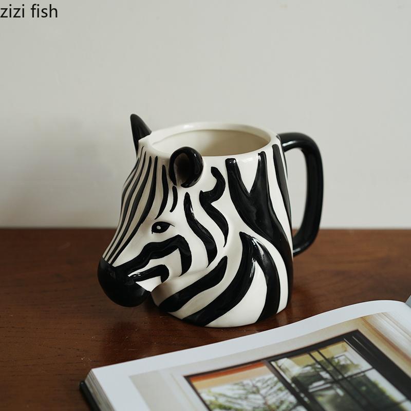 Голова животного Керамическая кружка Трехмерная зебра Чашка для воды Кофейные чашки Молочная кружка Чашка для завтрака Чашки для послеобеденного чая Домашние кружки Чайная чашка