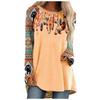 Women's Casual Fashion Creative Print Loose Round Neck Long Sleeve Tops
