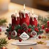 Christmas Tabletop Sign 2D Acrylic Desktop Sign with Candles Pine Cones Red Berries Pattern for Holiday Tiered Tray Home Party Decor