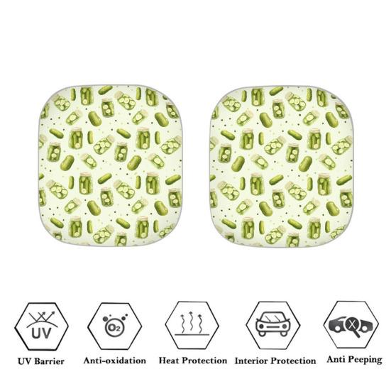 2Pcs Plants Pattern Sun Shades Reflective Windshield Covers Foldable UV Protection Vehicles Sun Visor for Cars SUVs