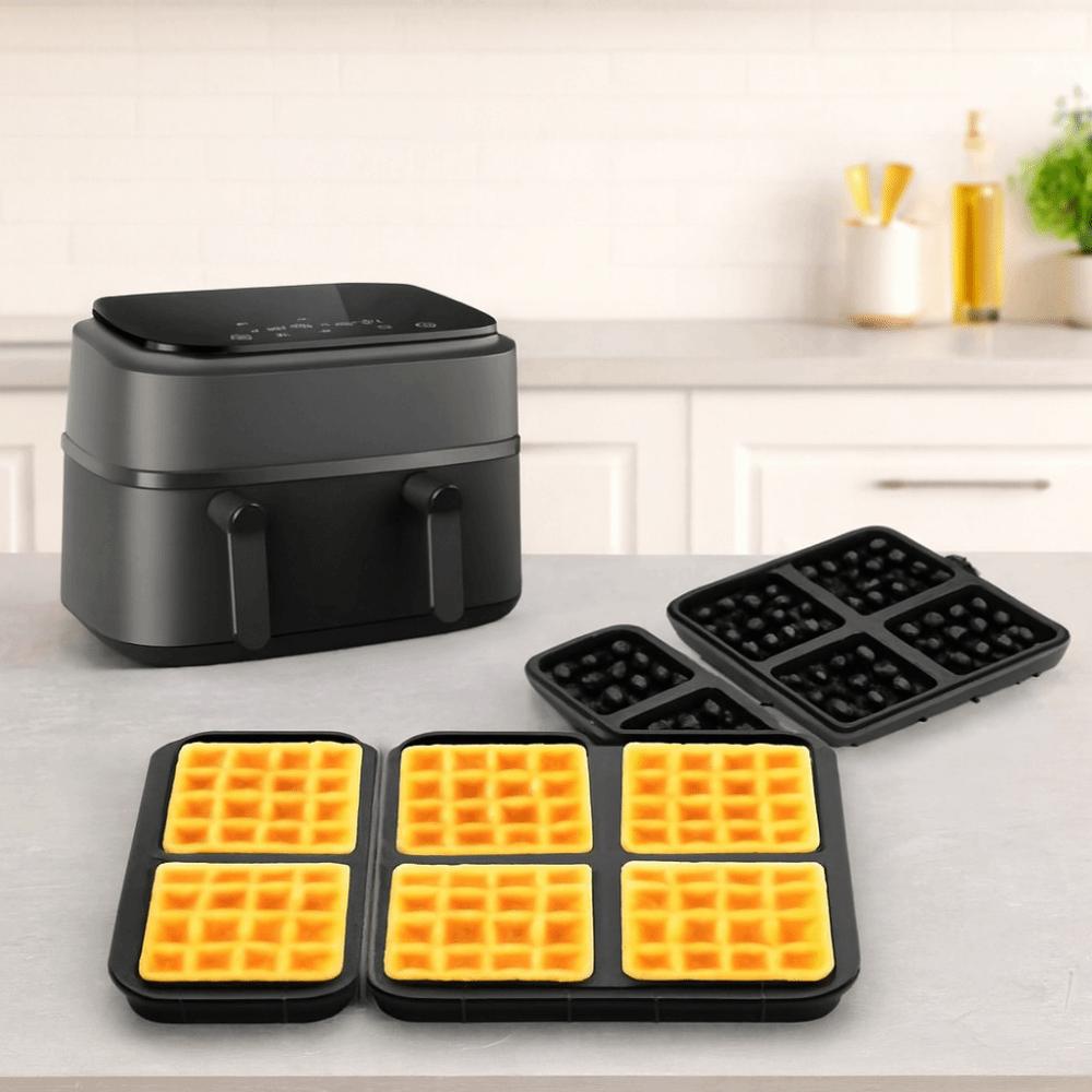 2 Piece Square/Rectangular Air Fryer Waffle Mold Silicone Baking Mold Portable Waffle Maker  Oven