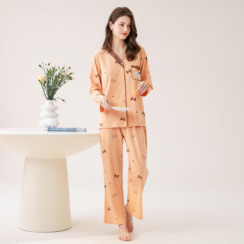 Fenteng Super Soft Cotton V-neck Cardigan Pajamas