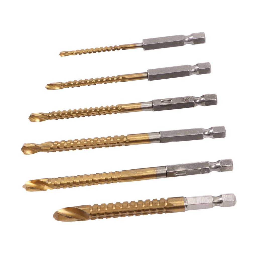 Набор из 6 зубчатых сверл с прямым шестигранным хвостовиком, спиральные сверла по дереву с зубчатой кромкой