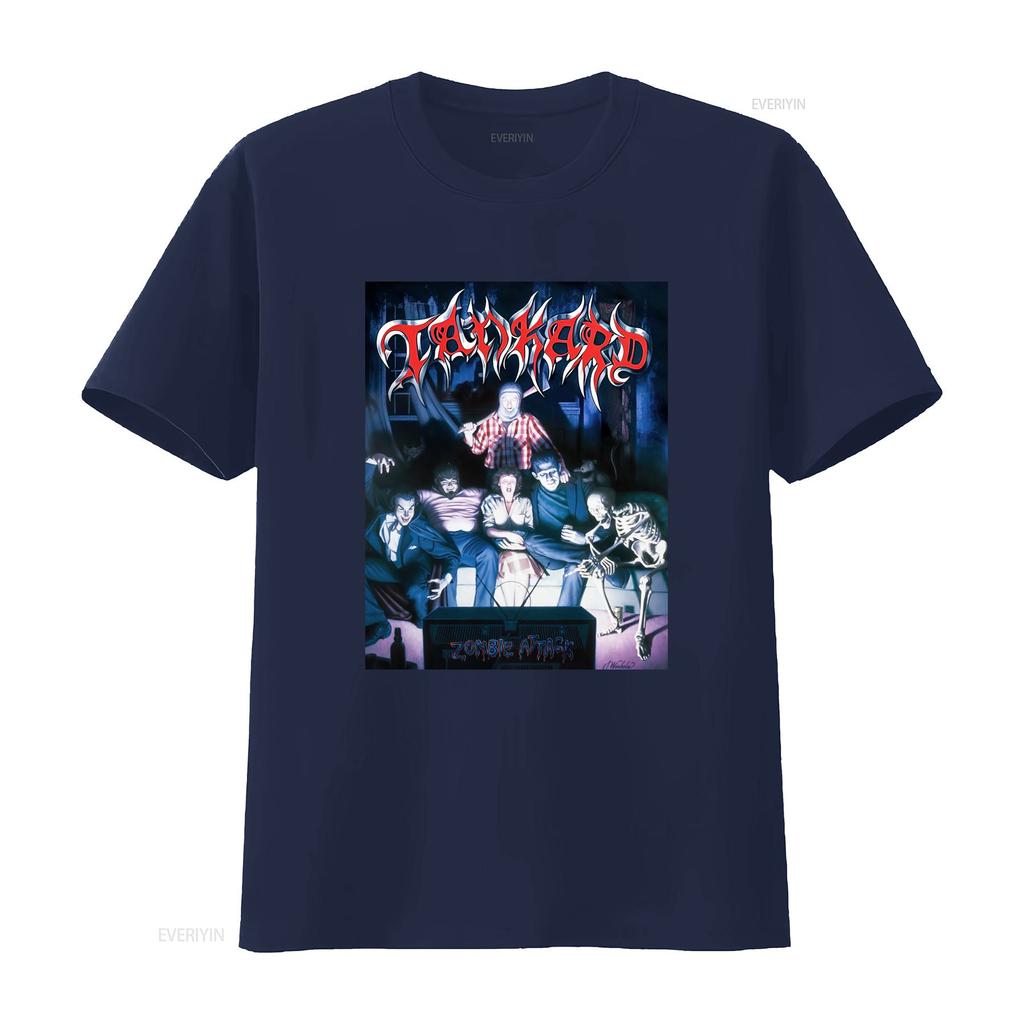 Tankard Zombie Attack T Shirt Retro Horror Band Design for Men Unique Rock Merch vintage Washed Casual Comfortable Stylish