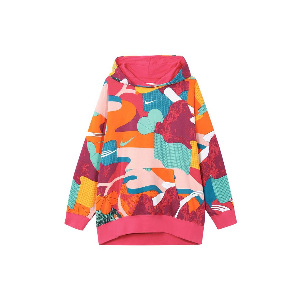 Nike Коллекция Rabbit Year CNY в стиле граффити, трикотажная толстовка с капюшоном из французского трикотажа с высокой талией, женские топы, разноцветные FD6685-681