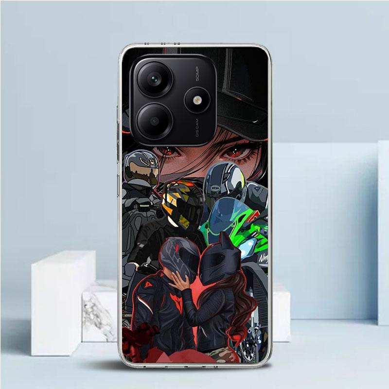 Мягкий чехол-шлем для мотоциклиста для телефона Xiaomi Redmi Note 15 14 13 12 Pro Plus Чехол для телефона 14S 11S 11T 11E 10S 10 4G с рисунком